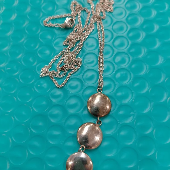 Tiffany Triple Disc Drop Long Necklace 15.9 Grams - Picture 6 of 8